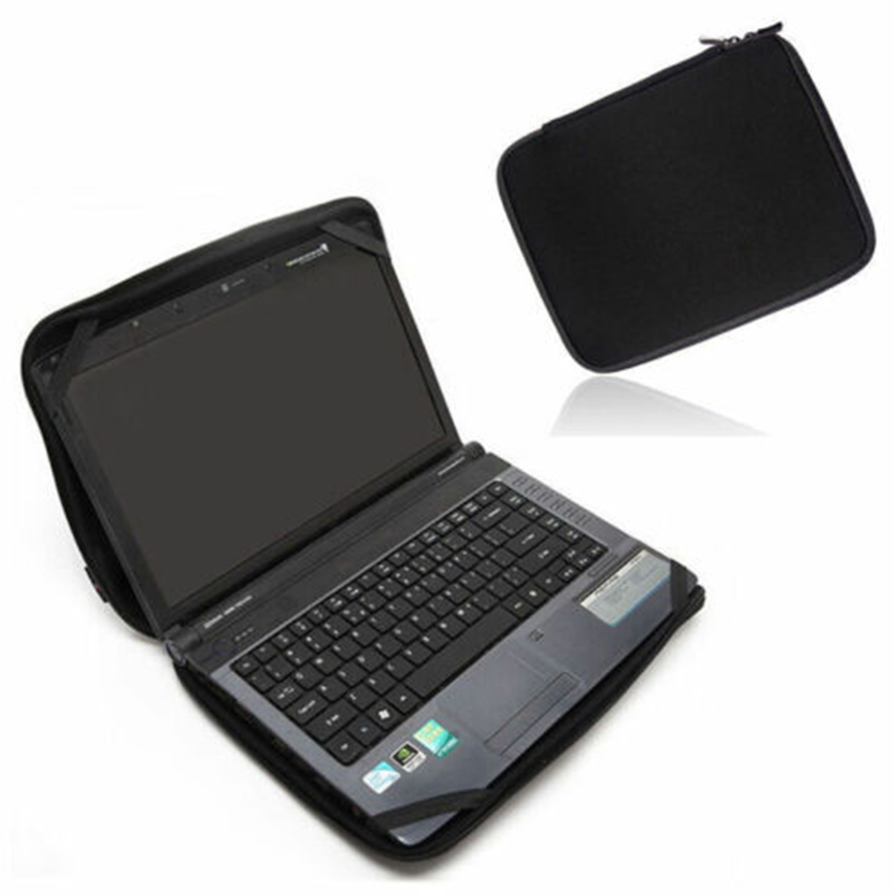 Sort 10 " -17 " bærbar notebook sleeve taske cover med /4 stropper til hp dell lenovo acer taske