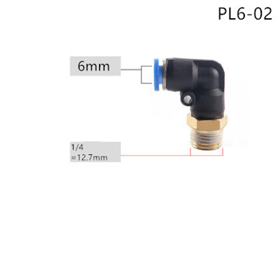 PL Pneumatic connector 4mm-12mm Hose OD 1/8" 1/4" 3/8" 1/2" Male Thread Pneumatic Tube Elbow Connector Tube Air Push In Fitting: PL6-02
