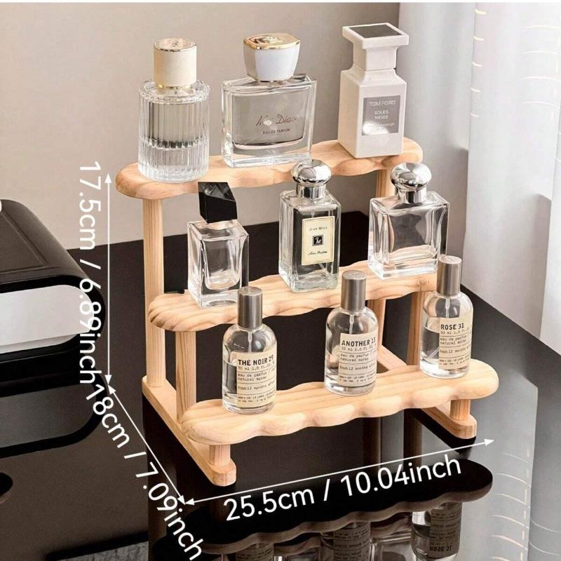 Présentoir à 3 niveaux, étagère en bois pour organisateur de parfum, présentoir de parfum, vitrine de figurines, support de rangement de poupées: Marine