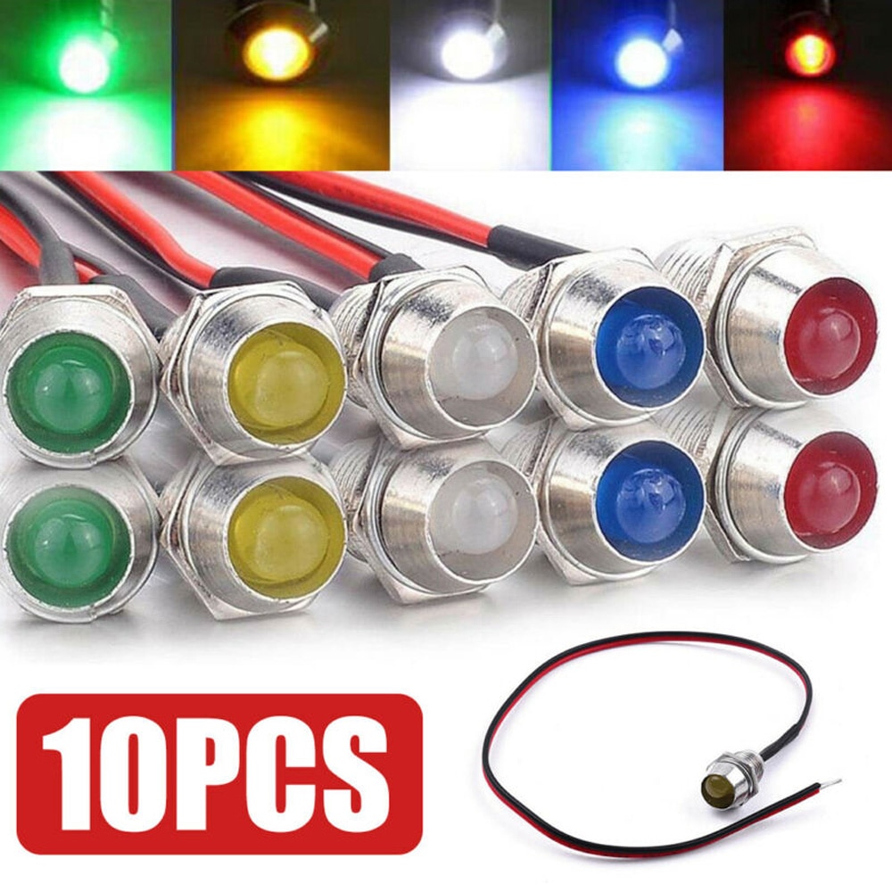10pcs car LED Indicator Lights indicate direction car turn Applicable to dashboard car truck boat Car turn signal light