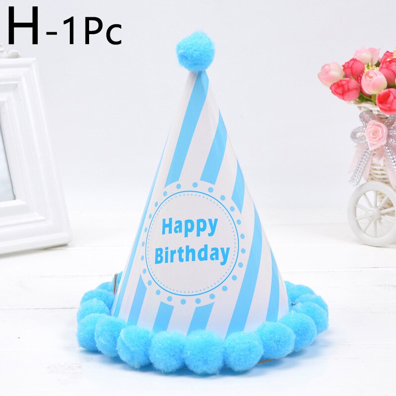 Birthday Caps Baby Kid Rainbow Birthday Party Hat Child Crown Decoration Pompon Paper Cap Cartoon Pattern Festival Birthday Hat: H