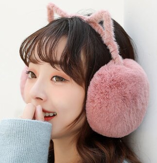 Earmuffs quente feminino adorável inverno gato orelha earflap muitos escolha de cor: pink