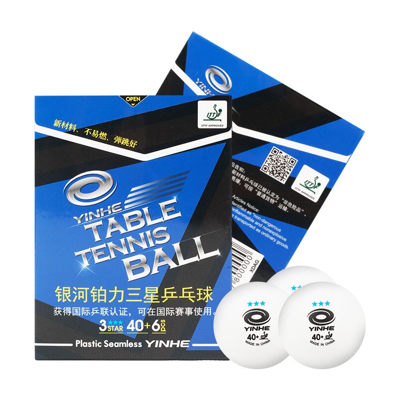 YINHE Table Tennis Balls - 6 Pcs - 40+ Seamless - ITTF Approved White Poly Ping Pong