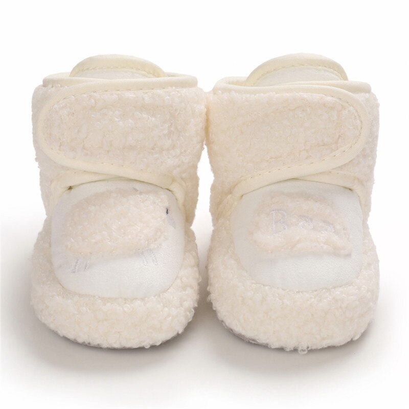 Baby jongens meisjes pantoffels, schattige schapenpatroon baby laarzen winter warme zachte katoenen peuter eerste loopstoel schoenen voor in de wieg: Wit / 13-18 maanden