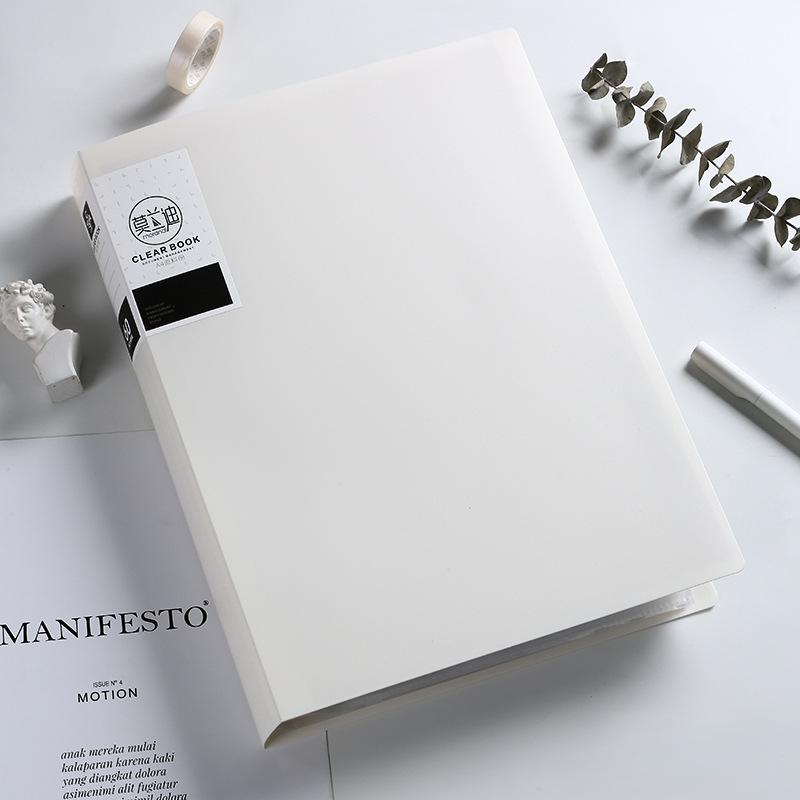 File Folders 40 60 80 Pages A4 Size Information Book Loose-leaf Folder Student Drawing Paper Storage Student Office Document Bag: 60 pages white