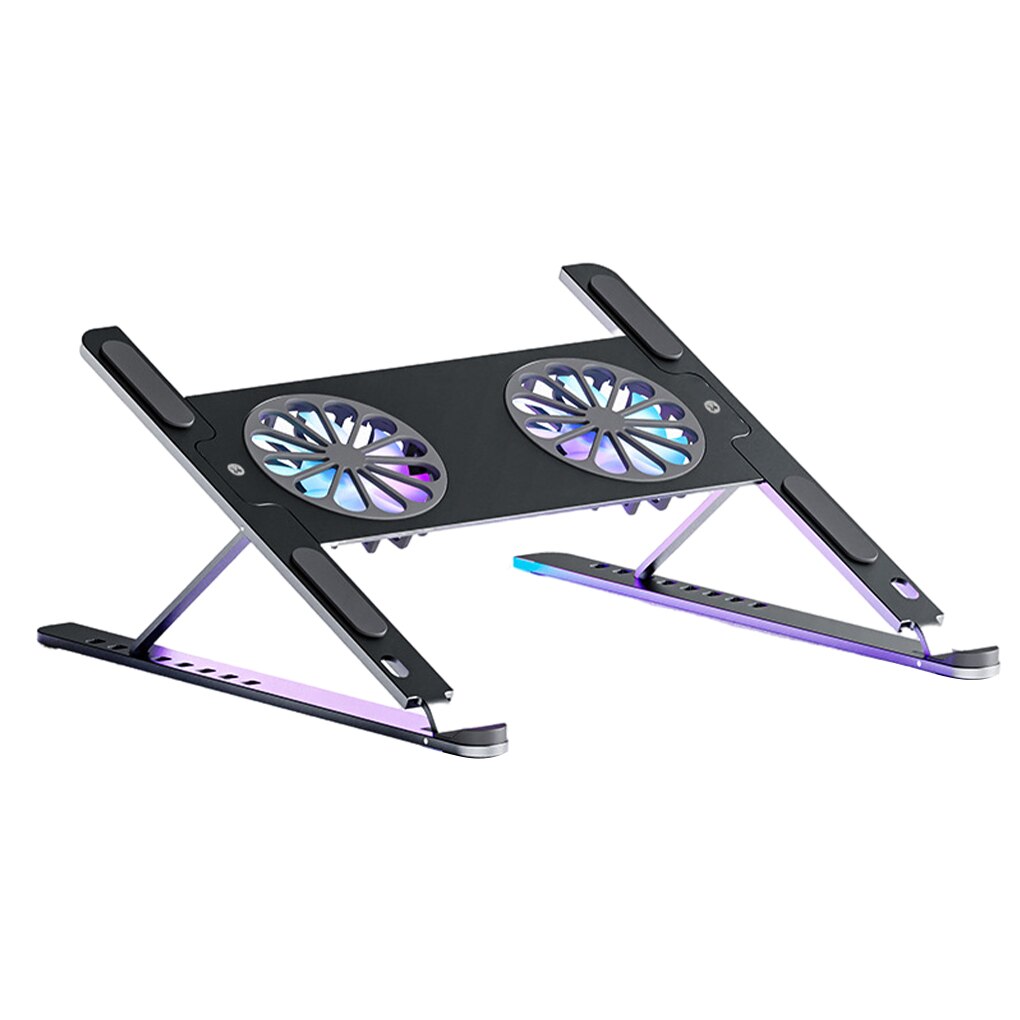 RGB Light Laptop Stand Cooling Fan Gaming Laptop Stand Aluminum Foldable Cooler for Notebook Laptop Macbook Adjustable Holder: Gray