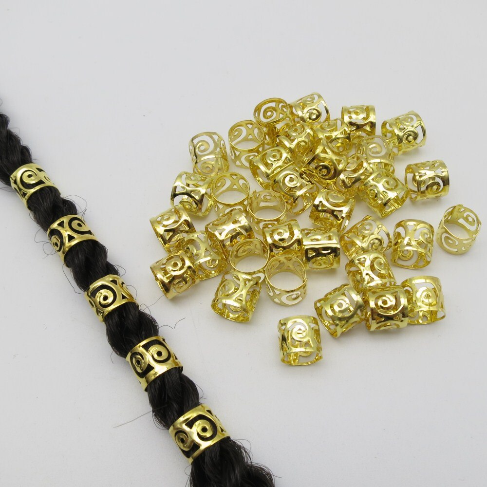 100 stks/pak Gouden/Zilveren micro verstelbare haar vlecht dread Dreadlock Kralen manchetten clips ringen voor Haar accessoires