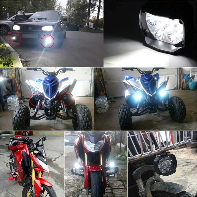 6LED 12V Motorfiets Koplampen Wit Super Heldere Werken Front Light 1500LM LED Scooters Spotlight Motor Mistlampht