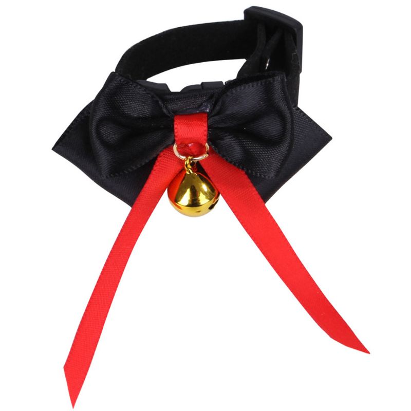 Adjustable Duck Bow Tie Collar with Bell Chicken Goose Necklace Pet Neck Strap Accessory: Black