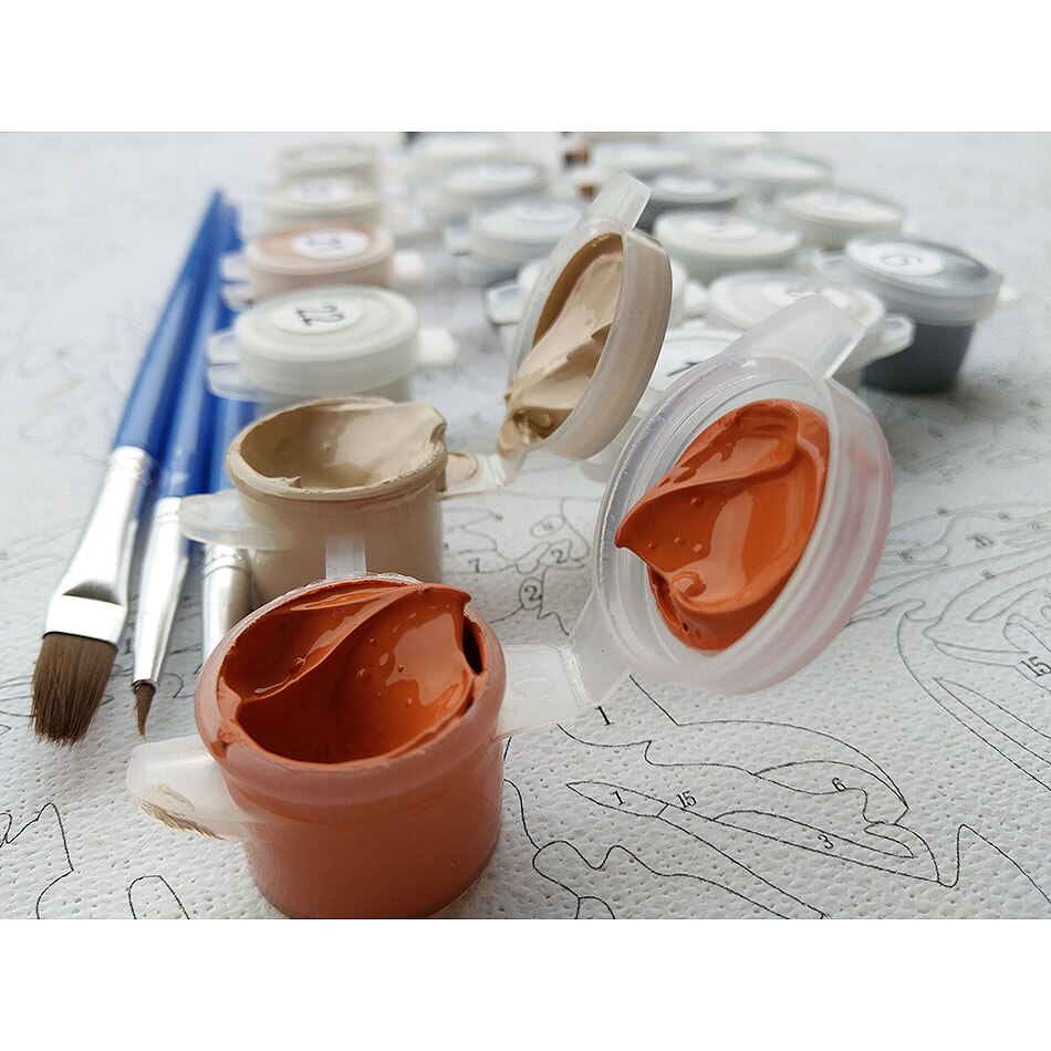 CHENISTORY Bezramowa żyrafa słonia zrób do Sama Malowanie numerami Nowoczesna grafika ścienna Malowanie liczbami Unikalny prezent na wystrój domu