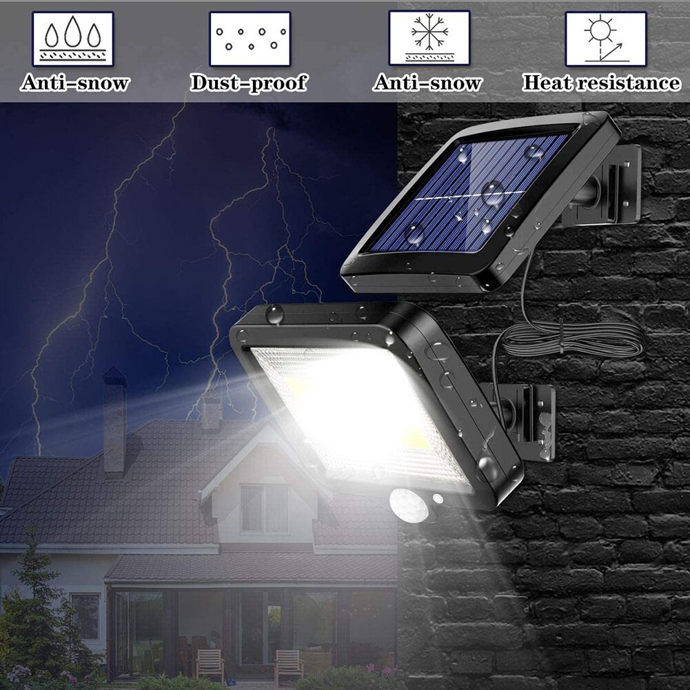 Applique murale solaire à 120led avec détecteur de mouvement, imperméable, éclairage d'urgence, idéal pour un jardin, une rue ou un sentier