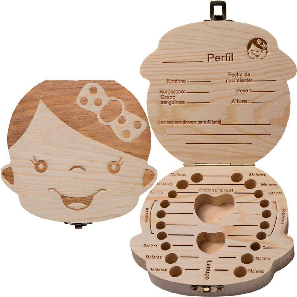 Gefallenen Zahn Box Lagerung Englisch Text Kleiner Junge Mädchen Holz Fall Sparen Sie Milch Zähne Sammlung Veranstalter Halter