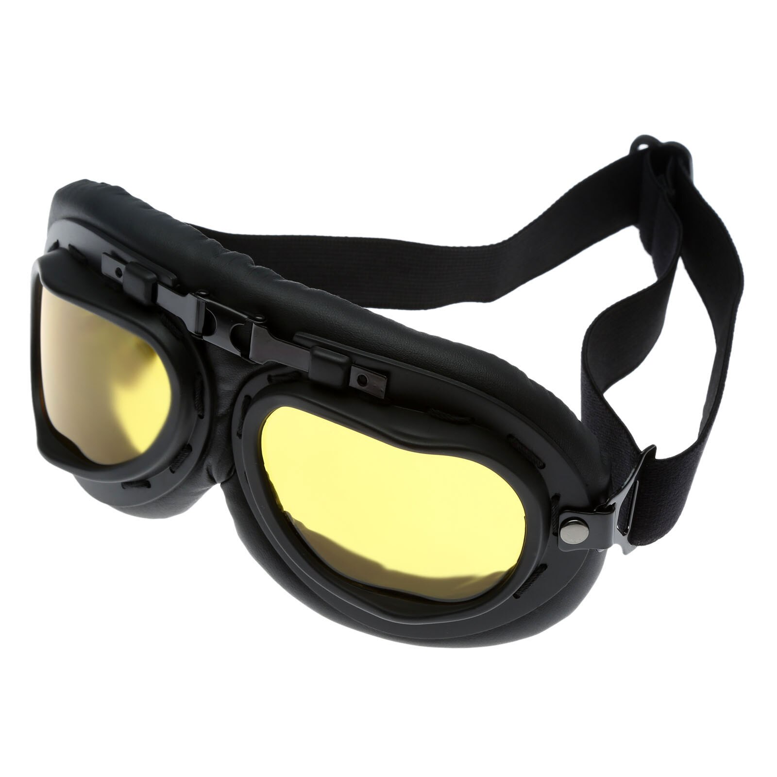 Retro motorcykel glasögon glasögon vintage motor klassiska glasögon för pilot steampunk atv cykel koppar hjälm ski outsport: Gul lins