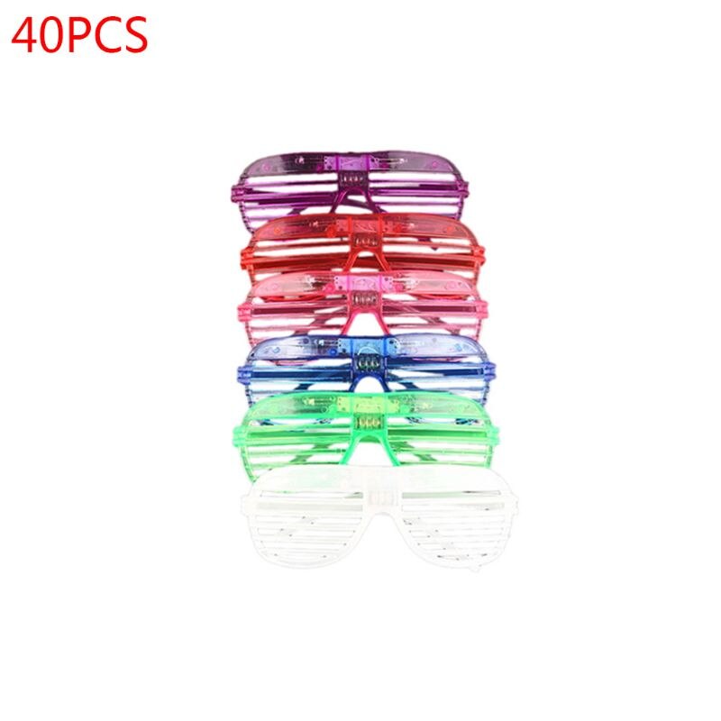40 Pack LED Party Light Up Glasses, 6 Colors Light Up Shutter Shades Glow in The