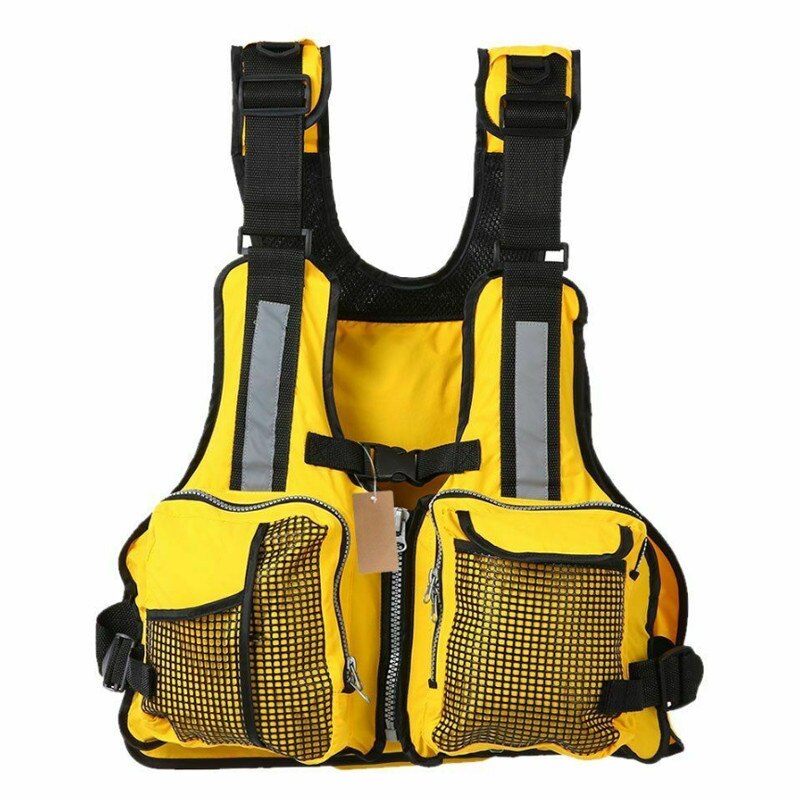 Four Color Adult Women Men Adjustable Buoyancy Aid Swimming Boating Sailing Fishing Kayak Life Jacket Vest Preservers: Yellow