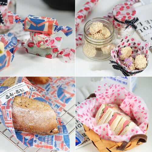 50 stk. vokspapir engangsindpakning fedtfast emballage papir sandwich hamburger indpakning bagepapir