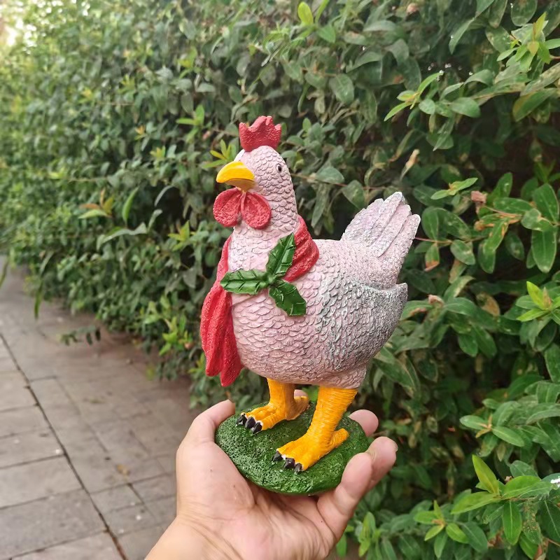 Outdoor Garden Light-Up Chicken LED Lights Christmas Decorationswith Scarf Party Flat Animals Statue Yard Ornament: 3D Small
