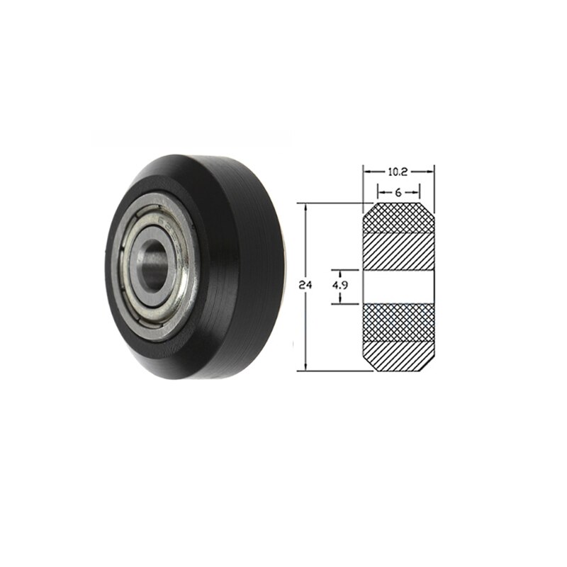 10 stk/parti cnc openbuilds hjul pom med lejer store modeller passive runde hjul mellemhjul tandhjul perlin hjul til ender 3 blåere: Sort stort hjul