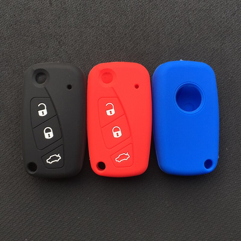 ZAD 3 buttons silicone Rubber car key cover case holder for FIAT Panda Stilo Punto Doblo Ducato Minibus Grande Bravo 500 key fob