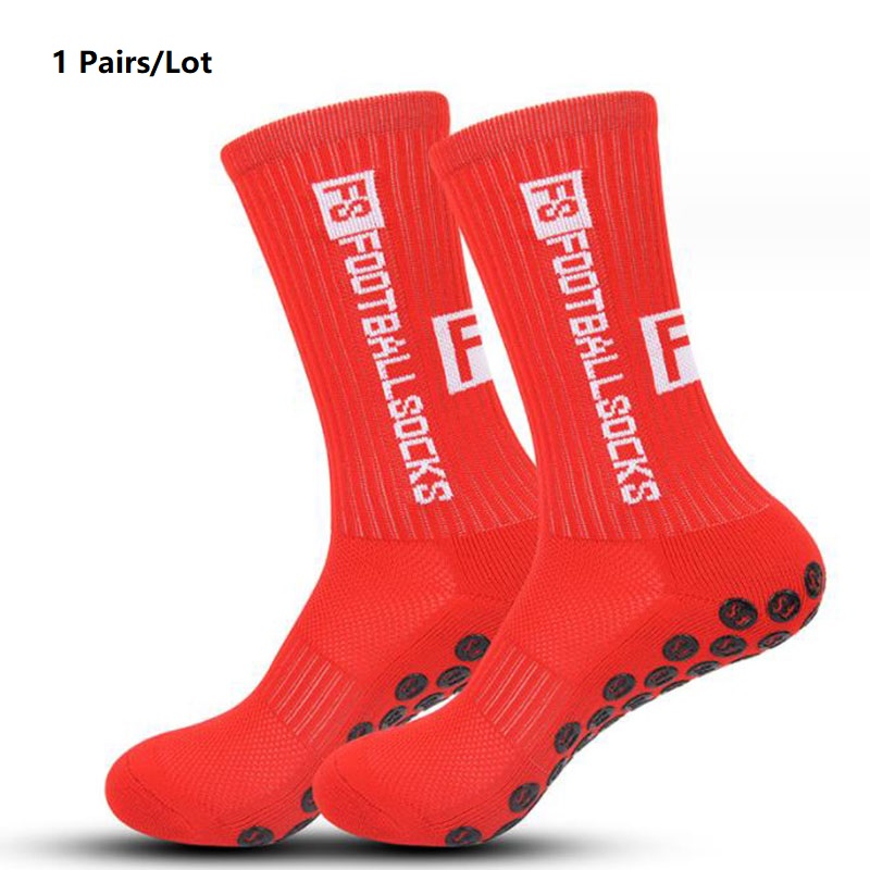 1/20 paires anti-dérapant chaussettes de Football hommes femmes anti-dérapant Football basket-ball Tennis Sport chaussettes poignée cyclisme équitation chaussettes 38-46 2025: Rouge
