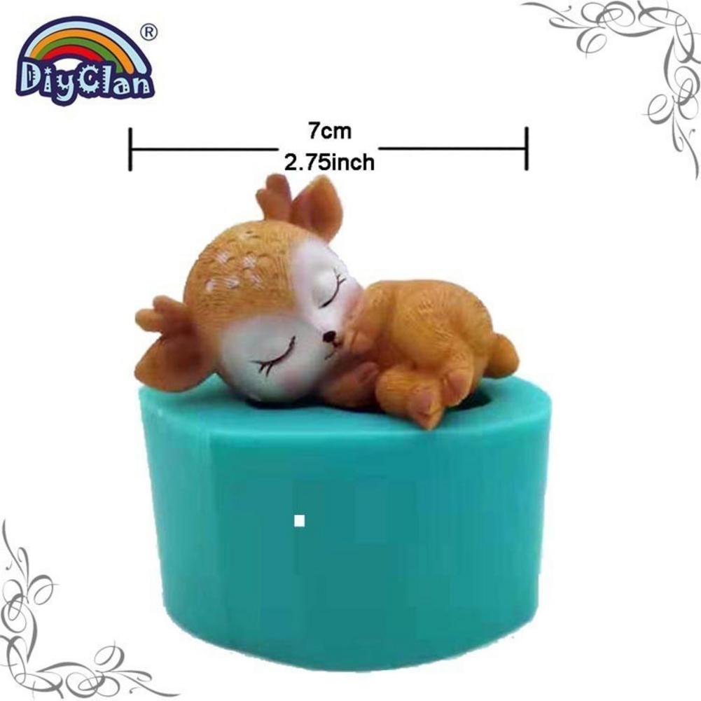 Moule à gâteau Sika cerf 3D en Silicone, série animaux, moule à gâteau Fondant, ciment d'argile, chocolat, outils de décoration: A