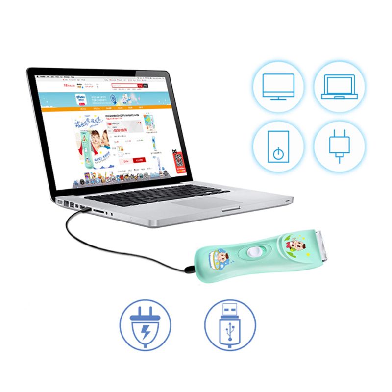 Máquina de cortar cabelo elétrica do bebê poderoso à prova dwaterproof água aparadores baixo ruído cortador kit