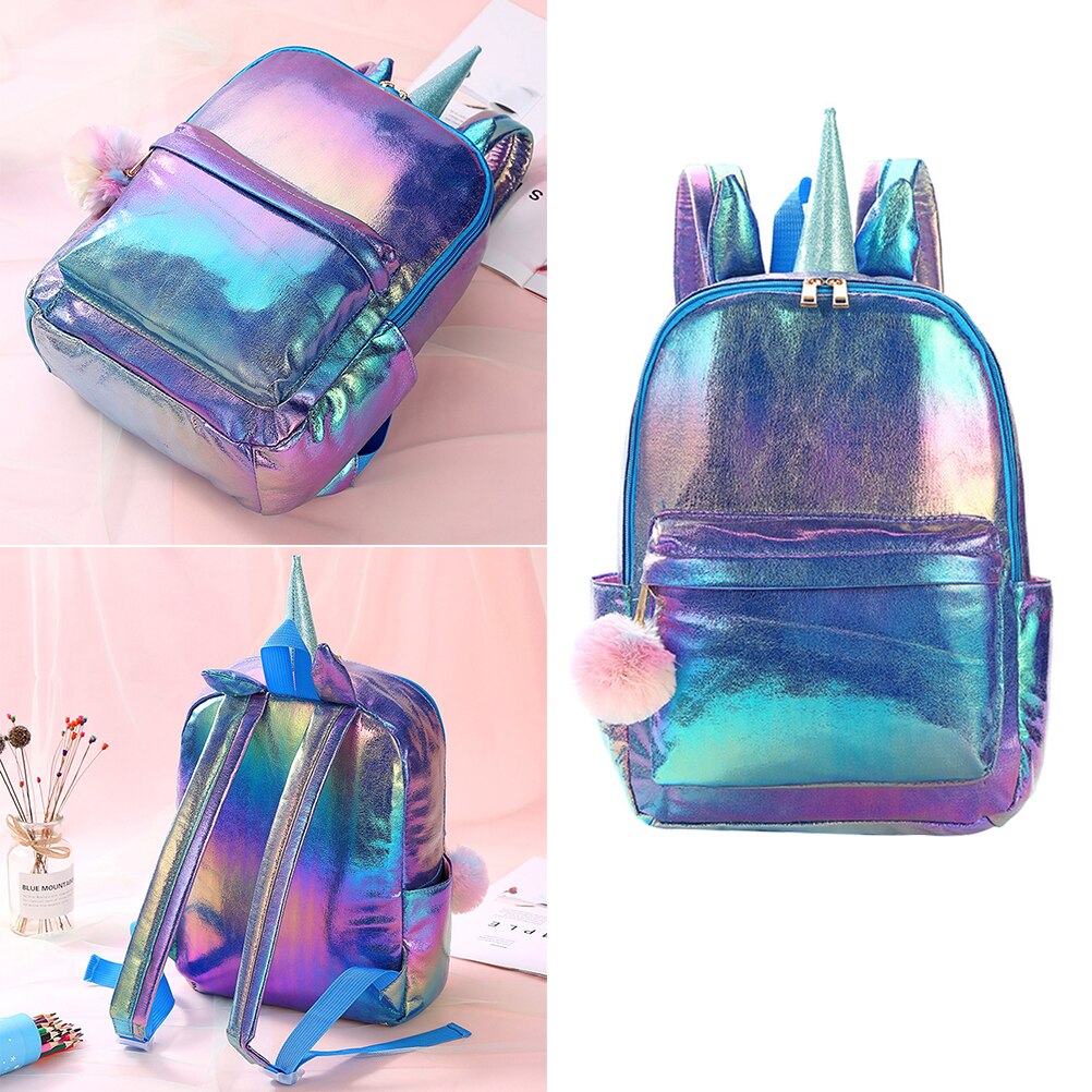 Elegante Mochila Unicórnio Moda Portátil Ombro Saco Saco De Armazenamento Colorido Brilhante Mochila para Meninas Da Escola