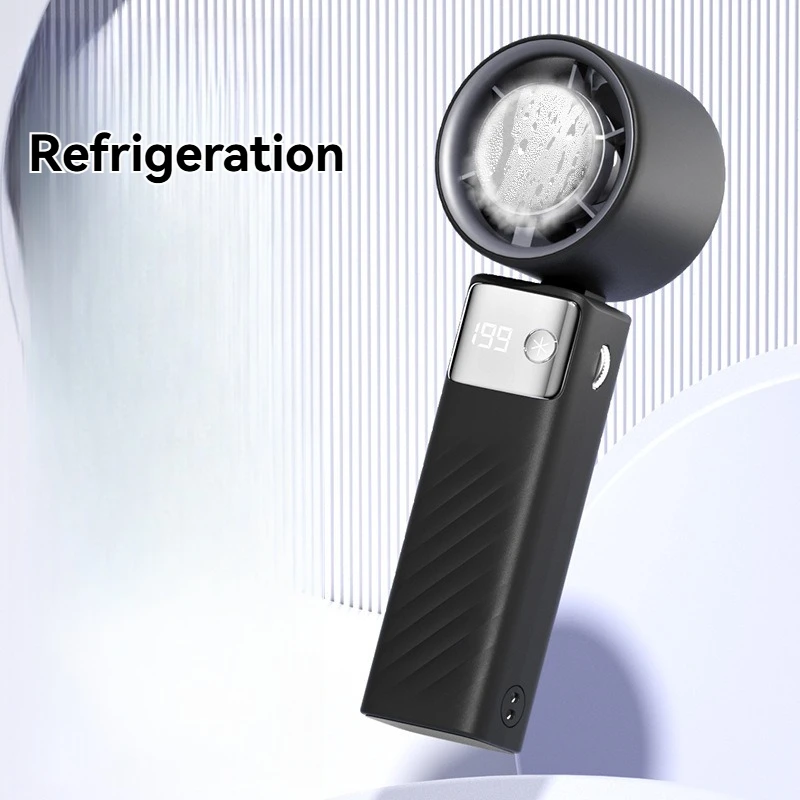 Xiaomi 2025 ręczny wentylator przemocny 3000mah kompres lodowy mini szybki mały wentylator biurkowy przenośny zewnętrzny ręczny elektryczny: BIAŁY