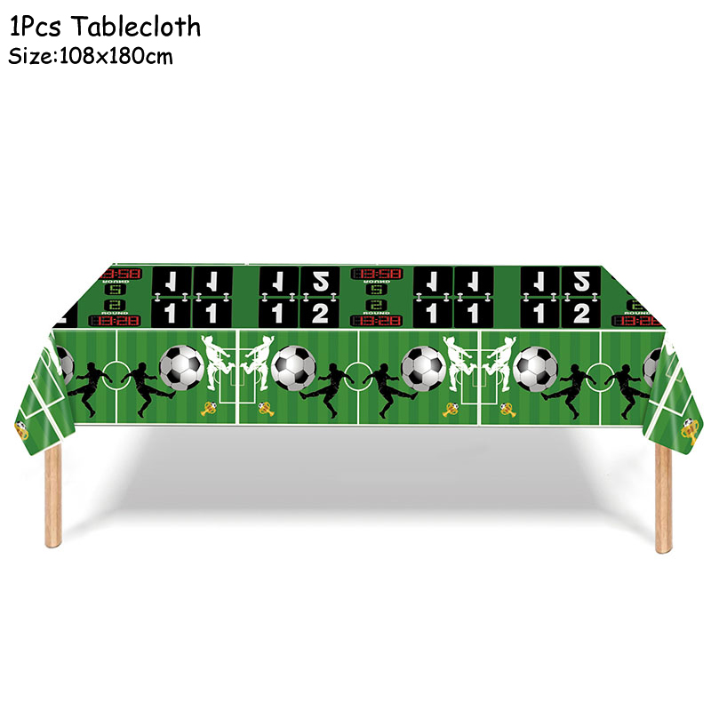 Football Theme Party Disposable Tableware Banner Balloons Soccer Goal Cup Plate for Kids Boy Birthday Party Decoration Supplies: light green