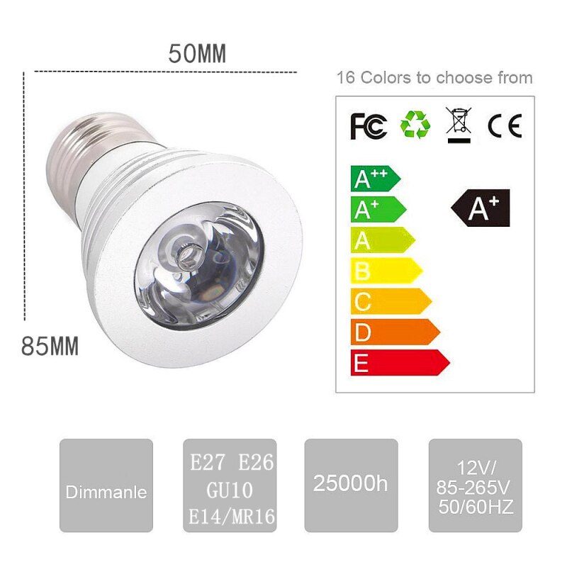 1Pc E27 E14 GU10 MR16 Rgb Led Spot Lights Magic Rgb Led Lamp Verlichting Met Ir Afstandsbediening 16 kleuren TTXB1