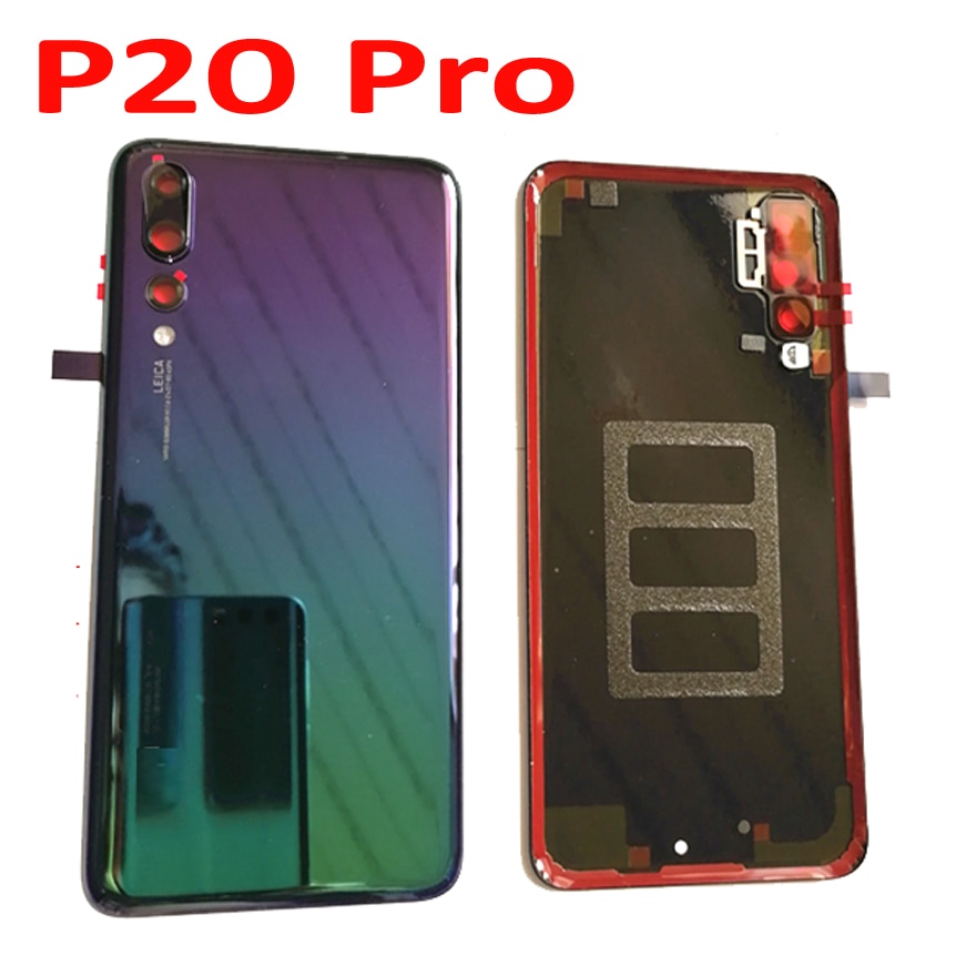 Originale per Huawei P20 pro CLT-AL00 CLT-L09 CLT-L29 CLT-TL00 Vetro Posteriore Posteriore del Portello Della Batteria dell'alloggiamento del Portello Della Copertura + Adesivo + lente