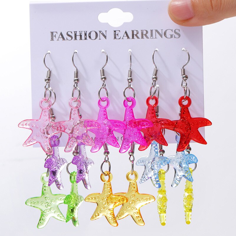 Boucles d'oreilles en forme d'animal et de dinosaure, 8 paires/ensemble, tendance, mignonnes, adaptées aux femmes, transparentes, ours, fleur, petites boucles d'oreilles, naissance amusante: 8 pairs EH3248
