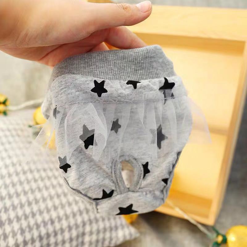 Zmywalna higiena psów spodenki pas piersiowy spodnie pieluchy z marszczeniami i śliczne nadruki kobiece podkładka dla psa robić Yorkov pitbull buldog: szary / XS