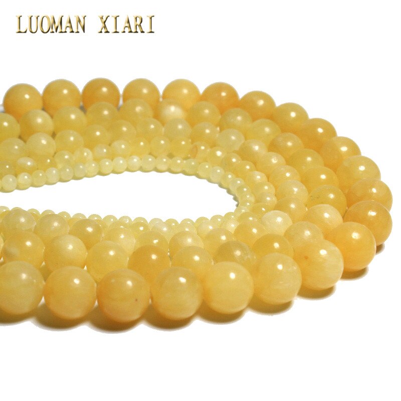 LUOMAN XIARI Round Natural Topaz Jade Stone Beads For Jewelry Making DIY Bracelet Necklace Material 4/ 6/8/10/12mm Strand 15''