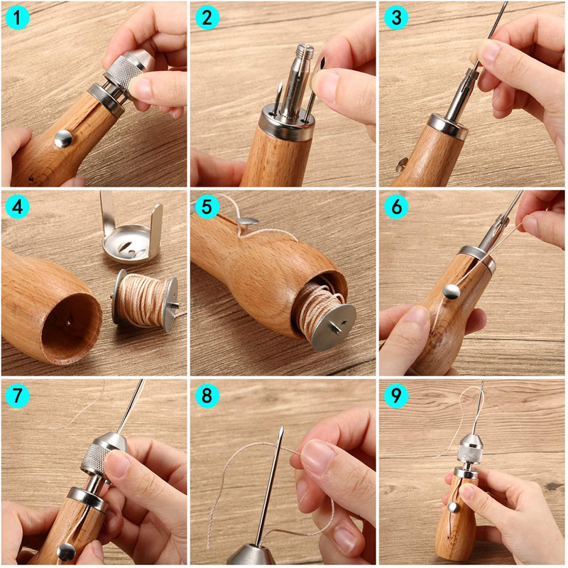 Leather Sewing Awl Thread Kit Manual Sewing Machine Speedy Stitcher Leather Craft Stitching Shoemaker Canvas Repair Tool
