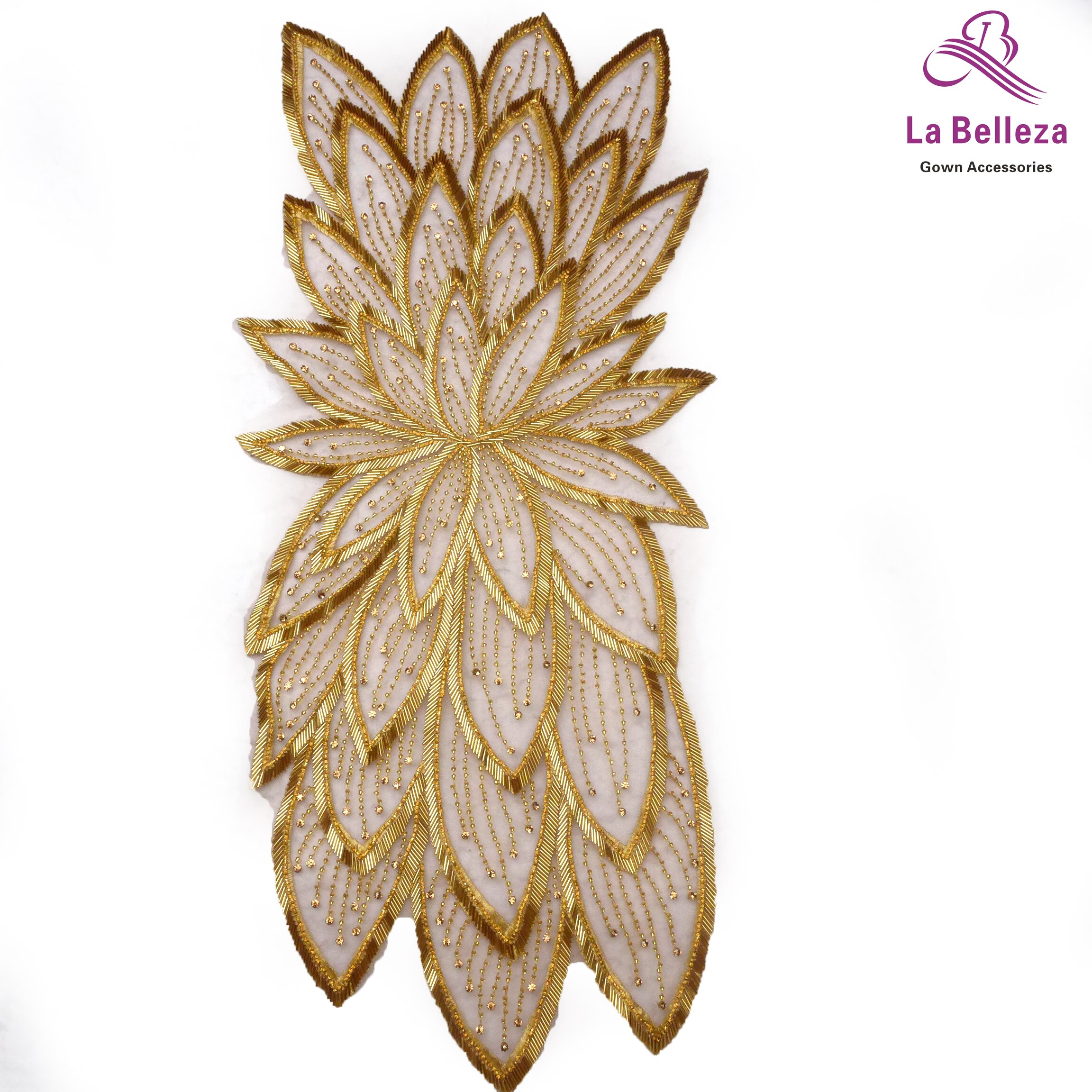 La Belleza Kralen Applique Patch, Grote Patch, Handgemaakte Crystal Rhinestones Gown Applique Accessoires, Goud Zwart Patch