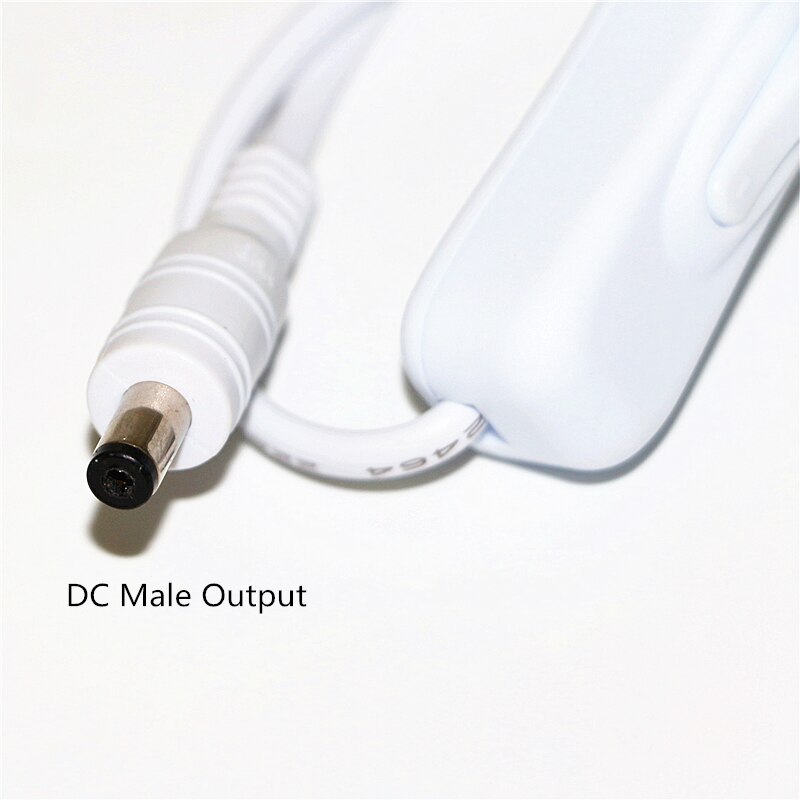ASMTLED-Conector de clavija de alimentación CC de 5,5x2,1mm, cable de encendido/apagado en negro o Interruptor blanco para tira de luz de un solo color 5050 3528