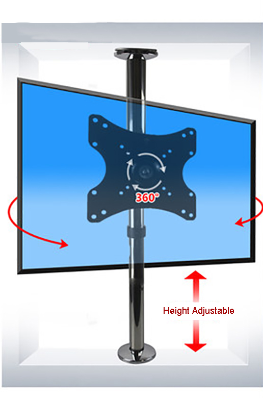 Soporte giratorio de acero inoxidable 360 para TV LCD, montaje de montaje en pared divisoria, Altura ajustable de 66-82cm, 19-40 pulgadas, , BG11-S
