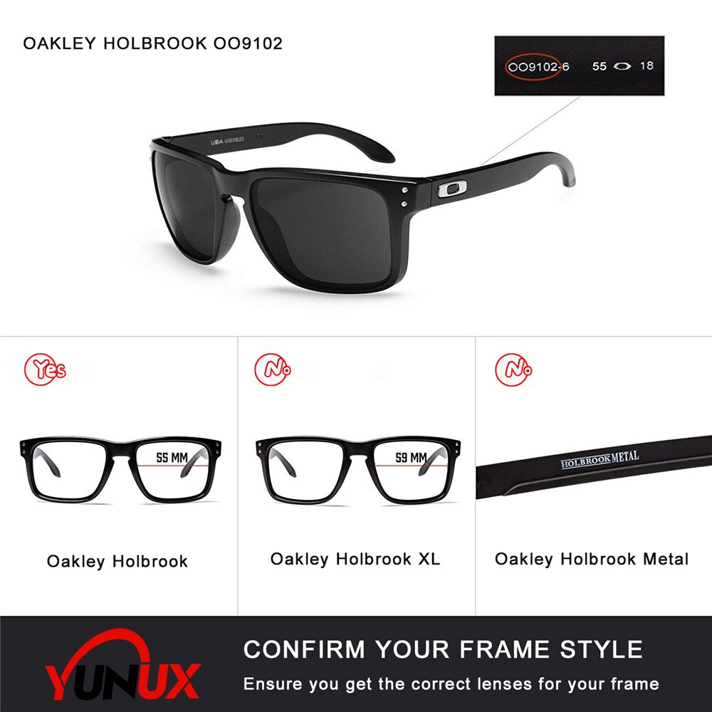 Verres de rechange yunux elite en polycarbonate pour lunettes de soleil oakley holbrook  oo9102 (verres compatibles uniquement) - avec emballage de vente au détail