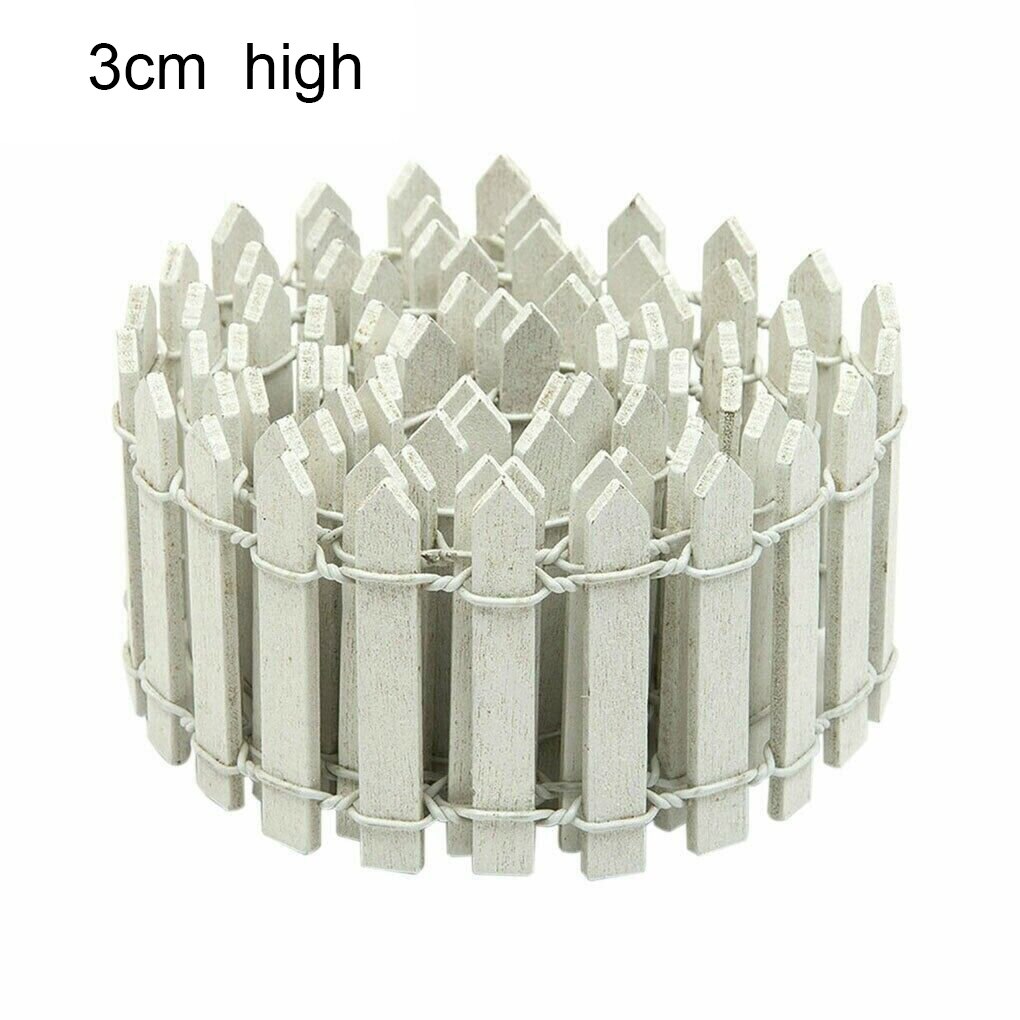 100x5cm/100x3cm DIY Mini Small Fence Barrier Wooden Craft Miniature Fairy Garden Terrarium Doll Branch Palings Showcase Decor: 3cm white