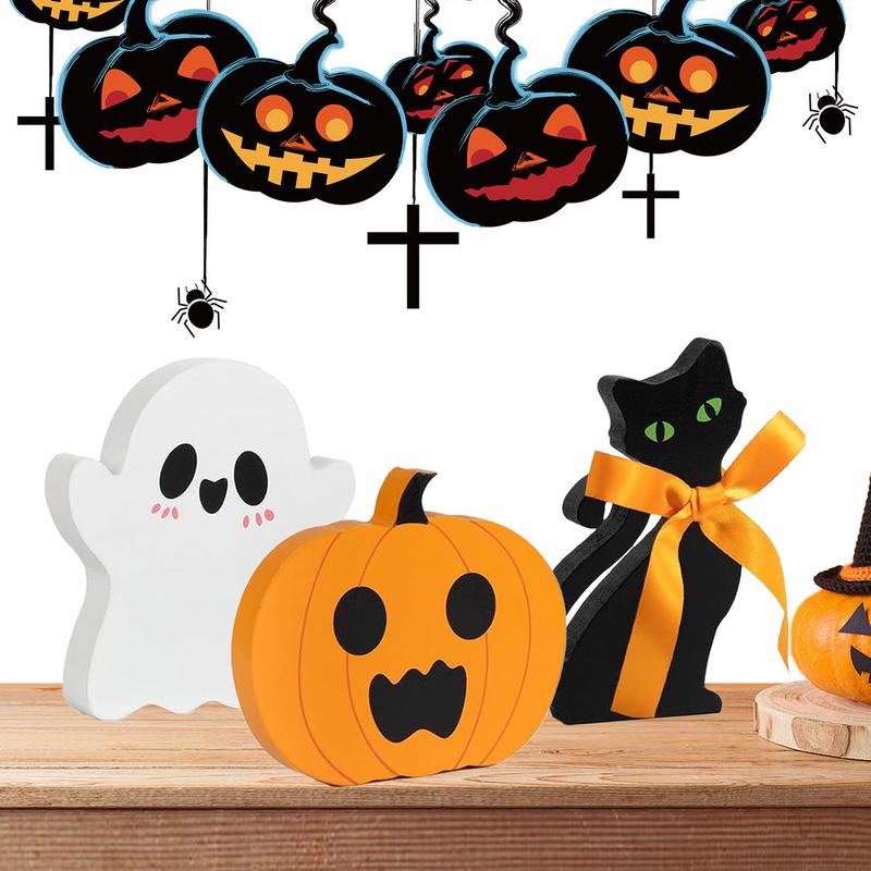 Halloween bordskilt 3x tre halloween-lagdelte brettdekor gjenbrukbar rustikk lagdelt brettdekor borddekor skilt glad