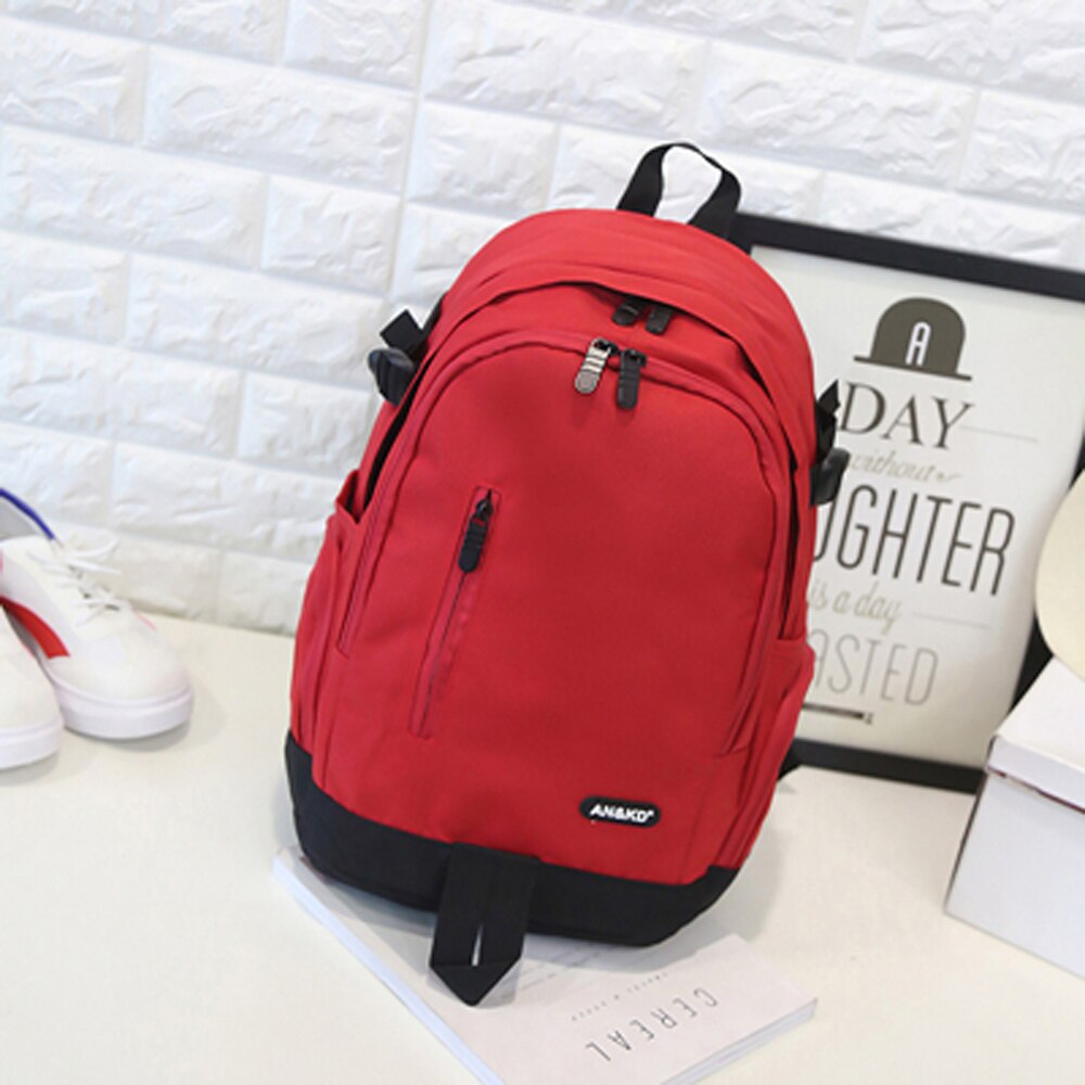 Mochila de viaje de gran capacidad, mochila de ordenador para estudiantes de secundaria, sencilla: Small red