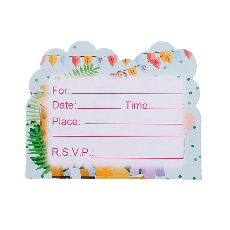 10pcs/set Safari theme invitations cards kids birthday wedding party invitations
