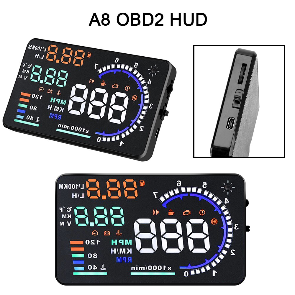 Car Head Up Display HUD LED Windshield Projector OBD2 Speed Fuel Warning 5.5" A8 Voltage Alarm 4" X6 Data Diagnostic Tool: A8