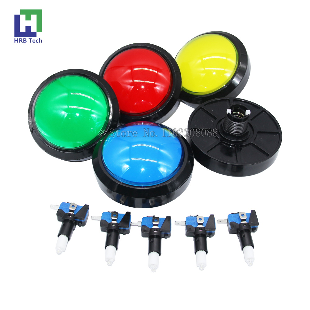 100Mm Grote Ronde Drukknop Led Verlicht Met Microschakelaar Voor Diy Arcade Game Machine Onderdelen 5/12V Grote Dome Lichtschakelaar