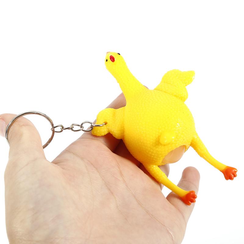 Christmas Toy Vent Chicken Rubber Whole Egg Laying Hens Crowded Stress Ball Keyring Latest Key Chain Pendant Prank