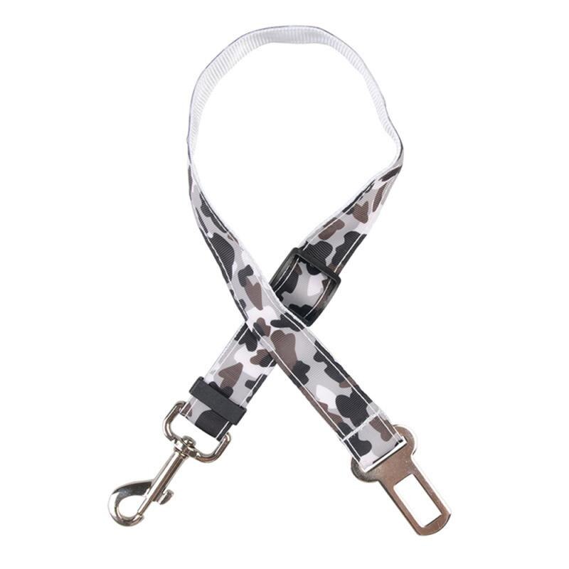 Verstelbare Camo Honden Veiligheid Leiband Autogordel Voor Puppy Pet Taille Riem Teddy Veiligheid Riemen Leash Gebruikt Voor Reizen dierbenodigdheden: white