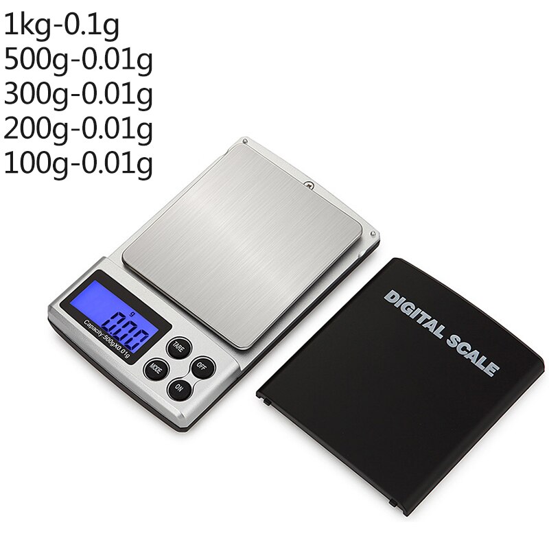 Mini balanza Digital de alta precisión 100/200/300/500/1000g 0,01/0,1g retroiluminación bolsillo eléctrico gramo para joyería ligera