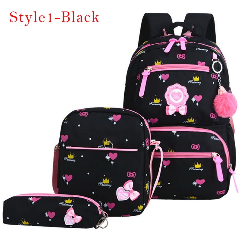 3 Pcs Afdrukken Schooltas Voor Kinderen Kids School School Rugzakken Voor Meisjes Tiener Roze Paars Bagpack: 7