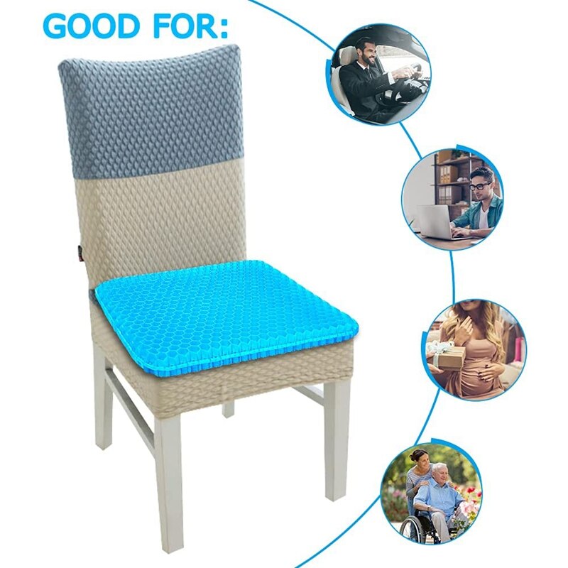 Cojín ortopédico de Gel para asiento, funda de tela antideslizante, transpirable, para silla y coche
